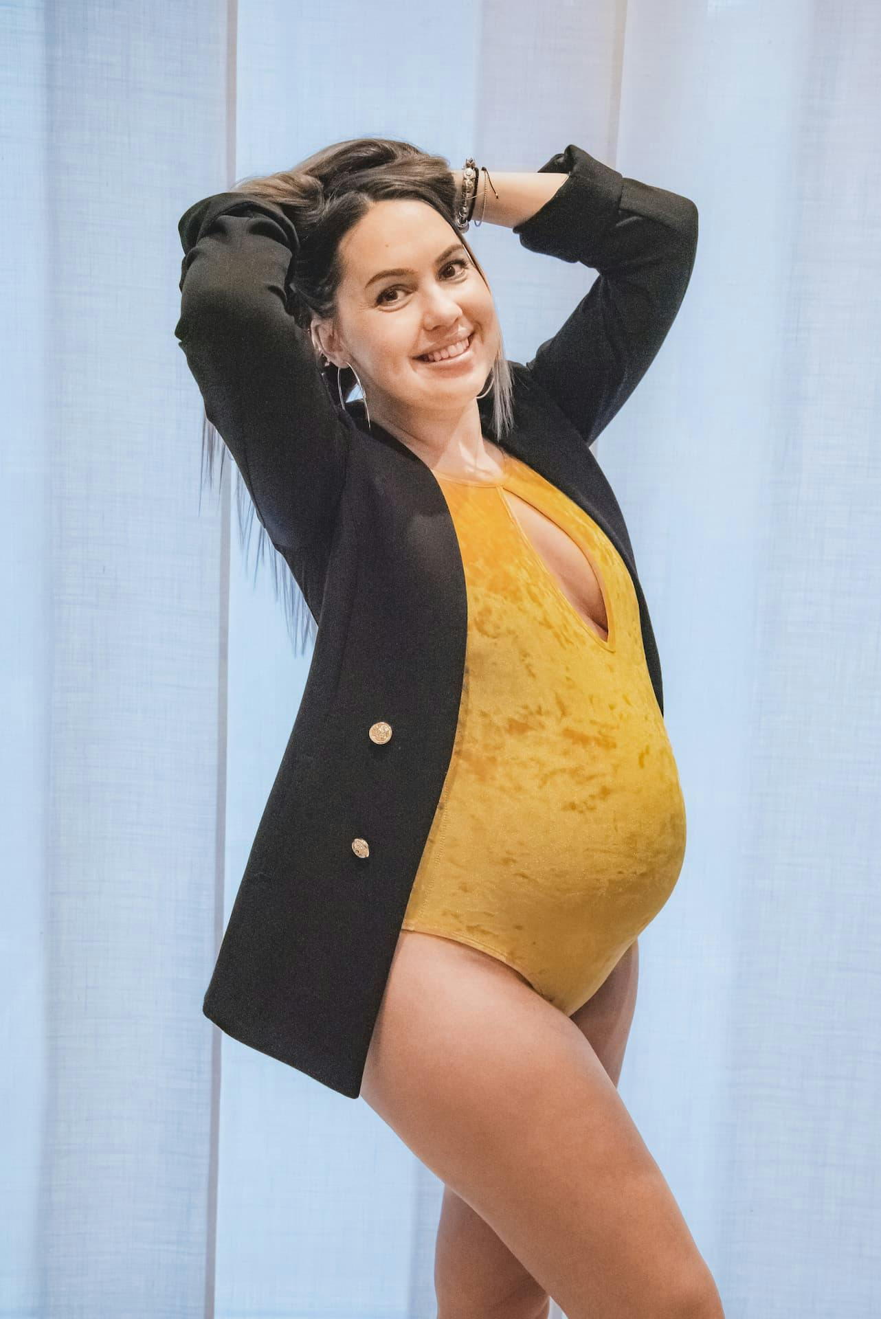 maternity donna gravidanza body giallo